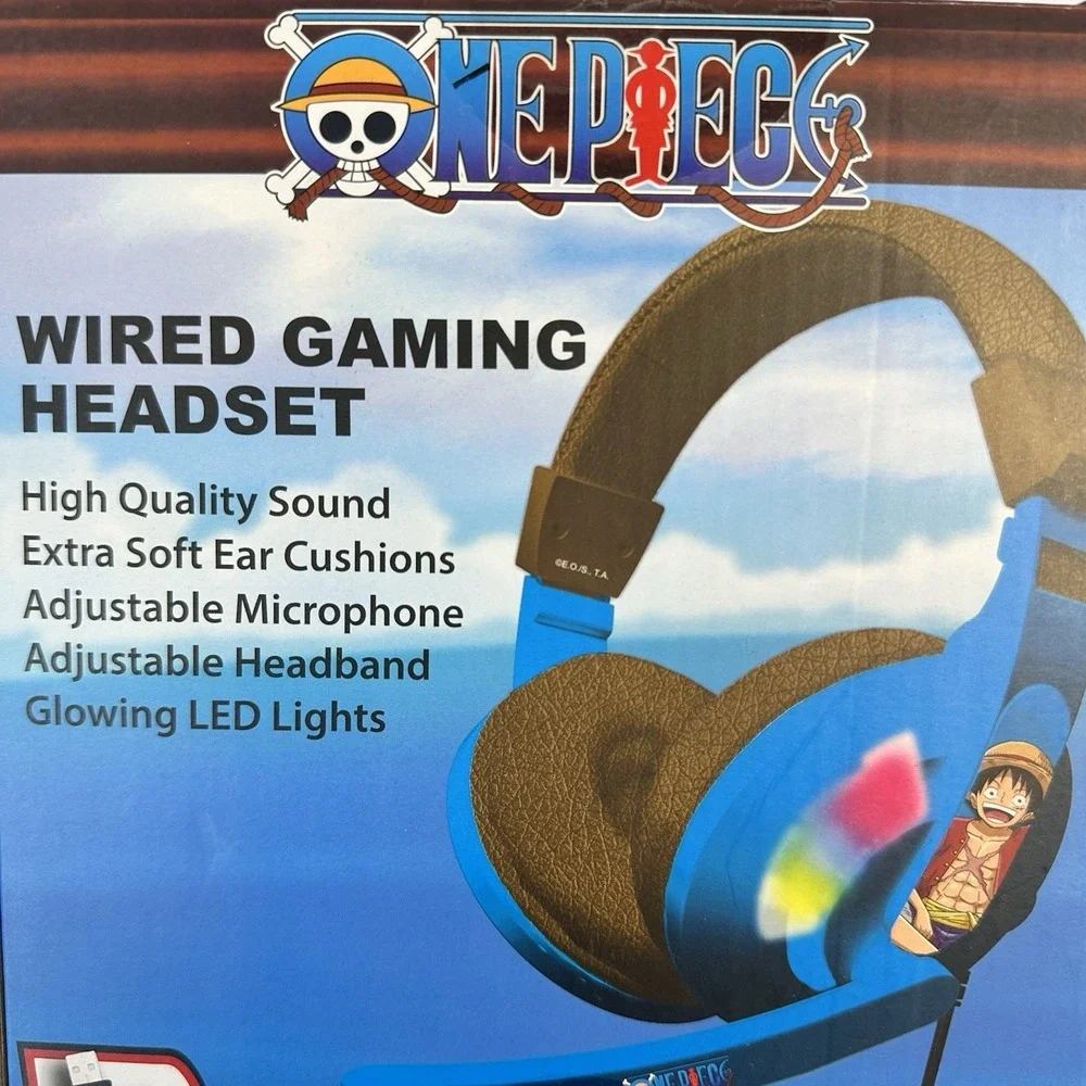 One Piece Wired Gaming Headset LED Lights PS4 PS5 Xbox Switch PC Luffy